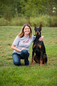Trained dog relaxing off leash