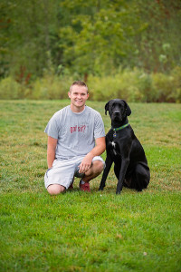 Dog practicing obedience outdoors in Seattle